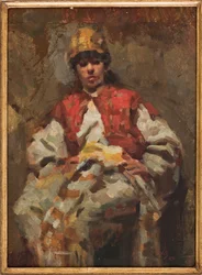 Kvinnefigur (olje på papir)