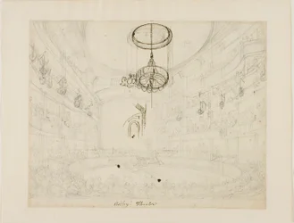 Studie for Astleys teater (recto); Studie for Crystal Chadeliers i Astleys amfiteater (verso)