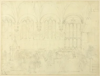 Studie for hoffkansleriet, Lincoln#39;s Inn Hall, fra Microcosm of London