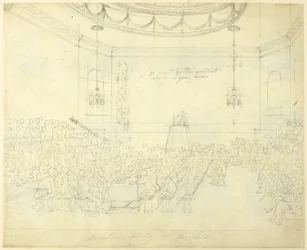 Studie for debattforeningen i Piccadilly, fra Microcosm of London