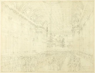 Studie for frimurerhallen, Great Queen Street, fra Microcosm of London