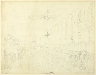 Studie for The Long Room, Custom House, fra Microcosm of London