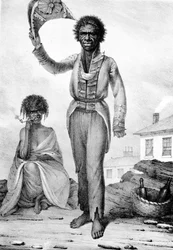 Bungaree, en innfødt sjef i New South Wales, gravert av Charles Joseph Hullmandel, 1830