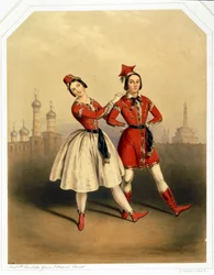Carlotta Grisi og Jules Perrot - La Polka (litografi)