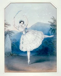 Carlotta Grisi i Giselle, 2. akt. Litografi … (litografi)