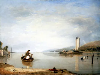 Fiskescene nær Cowes Castle (England). Olje på lerret av Sir Augustus Wall Callcott (1779–1844).