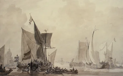Sea Piece med nederlandsk frakt (tegning)