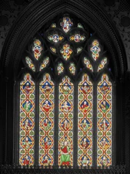 Østvindu med Jesse Tree, ca. 1845 (farget glass)