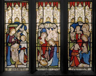 Hendelser fra Kristi liv og jomfru Maria, detalj, 1851 (farget glass)