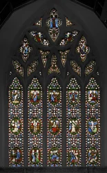 Mysteries of the Rosery, East Window of the Chapel, 1847 (farget glass)
