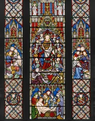 Oppstandelsestemaer, detalj, 1850 (farget glass)