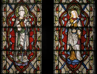 St. John of Beverley & St. Elizabeth av Ungarn, detalj, 1849 (farget glass)