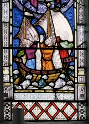 Virgin & Christ med scener fra hennes liv, detalj, 1851 (farget glass)