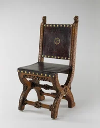 X-Frame Chair, laget av John Webb, ca. 1847 (eik, lær og messing)