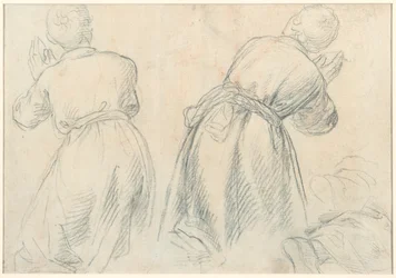 Sittende kvinne med studier av armer og ben (recto); Studier av knelende ungdommer (verso)