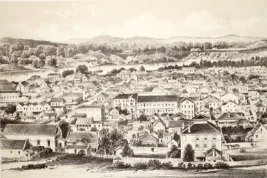 Brisbane, fra The History of Australasia av David Blair, McGrady, Thomson og Niven, 1879