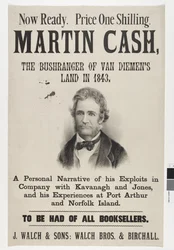 Nå klar. Pris en skilling. Martin Cash, The Bushranger of Van Diemens Land i 1843, 1870