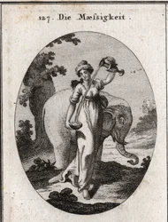 Allegori over måtehold. Dens attributter er blandinger av vann og vin, samt elefanten, et dyr som alltid spiser samme mengde mat uten overdrivelse. Gravering i «Iconologie oder Ideen aus dem Gebiete der Leidenschaften und Allegorien bildlich».