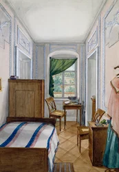 Biedermeier-stil lite rom, akvarell, Østerrike