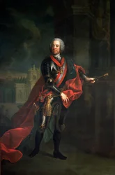 Grev Leopold Joseph von Daun (1705-66), feltmarskalk og østerriksk øverstkommanderende under sjuårskrigen, som beseirer Fredrik den store ved beleiringen av Kolin