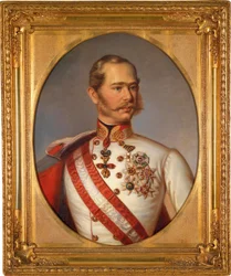 Portrett av Francois Joseph I av Østerrike (1830-1916). Han har dekorasjonen av Ordenen av det gylne skinn. Anonymt maleri, olje på lerret, ca 1855. Østerriksk kunst