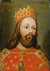 Rudolf I (1218-91), ukronet tysk-romersk keiser, grunnlegger av Habsburg-dynastiet (panel)