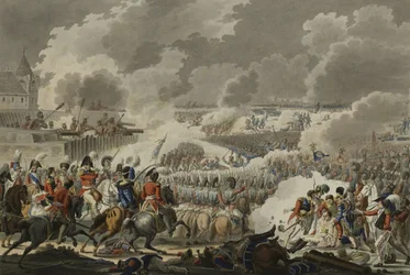 Slaget ved Waterloo, 18. juni 1815, utgitt av Artaria and Co, ca. 1820 (farget etsning)