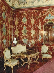 Millionrommet, panelt med fikentre innlagt med persiske miniatyrer og dekorert med forgylte ornamenter, Schönbrunn slott, Wien
