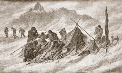 Riven er forstørret under en snøstorm, 1876