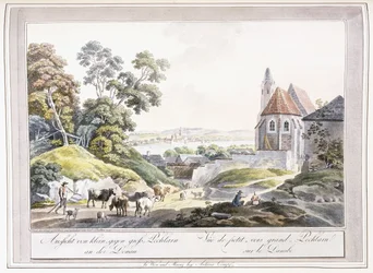 Utsikt over den lille og store Pechlarn ved Donau, 1779-1792