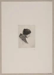 Dansk: Kvinnelig hode. Profil til høyre.