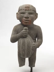 Mann som bærer en kakaopl, 1440-1521 (vulkanstein med spor av rødt pigment)