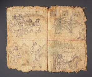 Techialoyan Codex, Coyotepec Coyonazco, Mexico (pigment og blekk på papir)