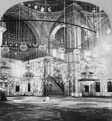 Interiør, Moskeen til Muhammad Ali, Kairo, Egypt, 1899