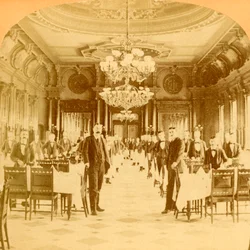 The Great Dining Hall, Windsor Hotel, sies å være den fineste i verden, Montreal, Canada, 1894.