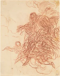 Jomfru Marias himmelfart, ca. 1667 (rød kritt på papir)