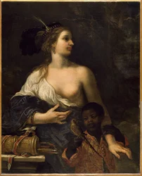 Tyrkisk kvinne med svart barn, ca. 1650-1670 (olje på lerret)