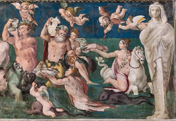 Triumf av Venus, marin scene med delfiner og amoriner