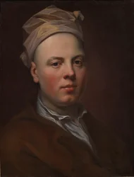 Portrett av en ung mann med en hvit lue