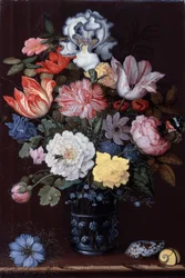 Blomsterstilleben med skjell
