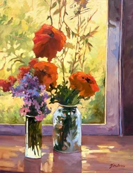 Blomsterstilleben med valmuer, ca. 1980–2000 (olje på lerret)