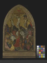 Korsfestelse (tempera og gull på tre)