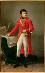 Portrett i helfigur av Napoleon Bonaparte som førstekonsul (1769-1821). Maleri av Antoine Jean Gros (1771-1835). 1802. Paris, Æreslegionens museum