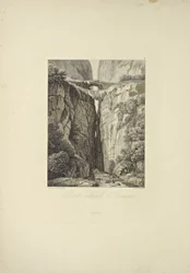 Natural Bridges of Icononzo, illustrasjon fra "Views of the Cordilleras and Monuments of the Native Peoples of America" ​​av Alexander von Humboldt og Aime Bonpland, 1813