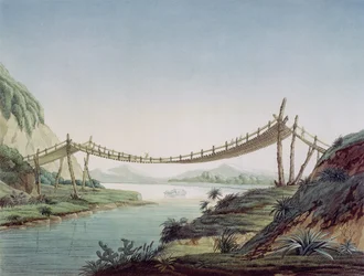 Taubro nær Penipe, krysser Chambo-elven, Mexico, 1810