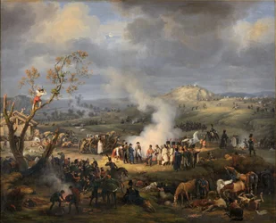 Napoleon med troppene sine på tampen av slaget