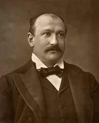Den britiske skuespilleren Augustus Harris i Human Nature, 1886