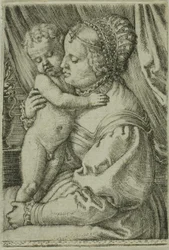 Jomfru Maria med barn og vase