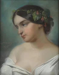 Eugène Demarquay Portrett av en jente 1850