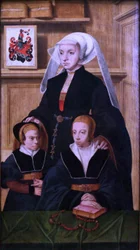 Portrett av Katharina Von Gail og hennes to døtre Katharina von Gail
